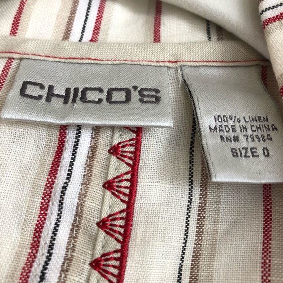 CHICOS 100% Linen Sriped Blazer S - Picture 4 of 6